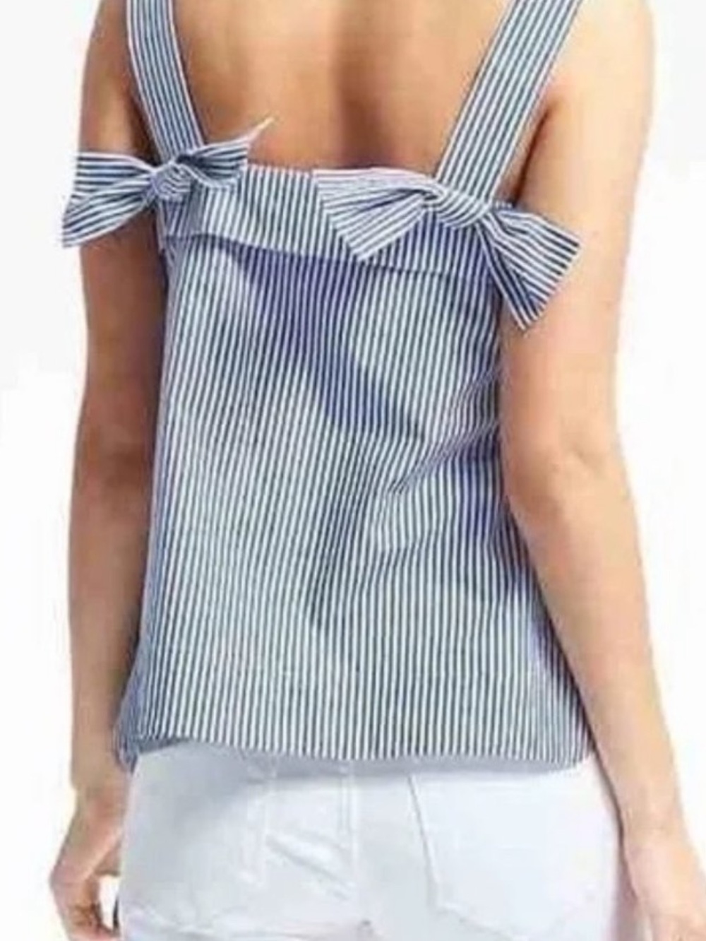 Banana Republic Bow Back Striped Cotton Tank Top Blue & White *tiny flaw*